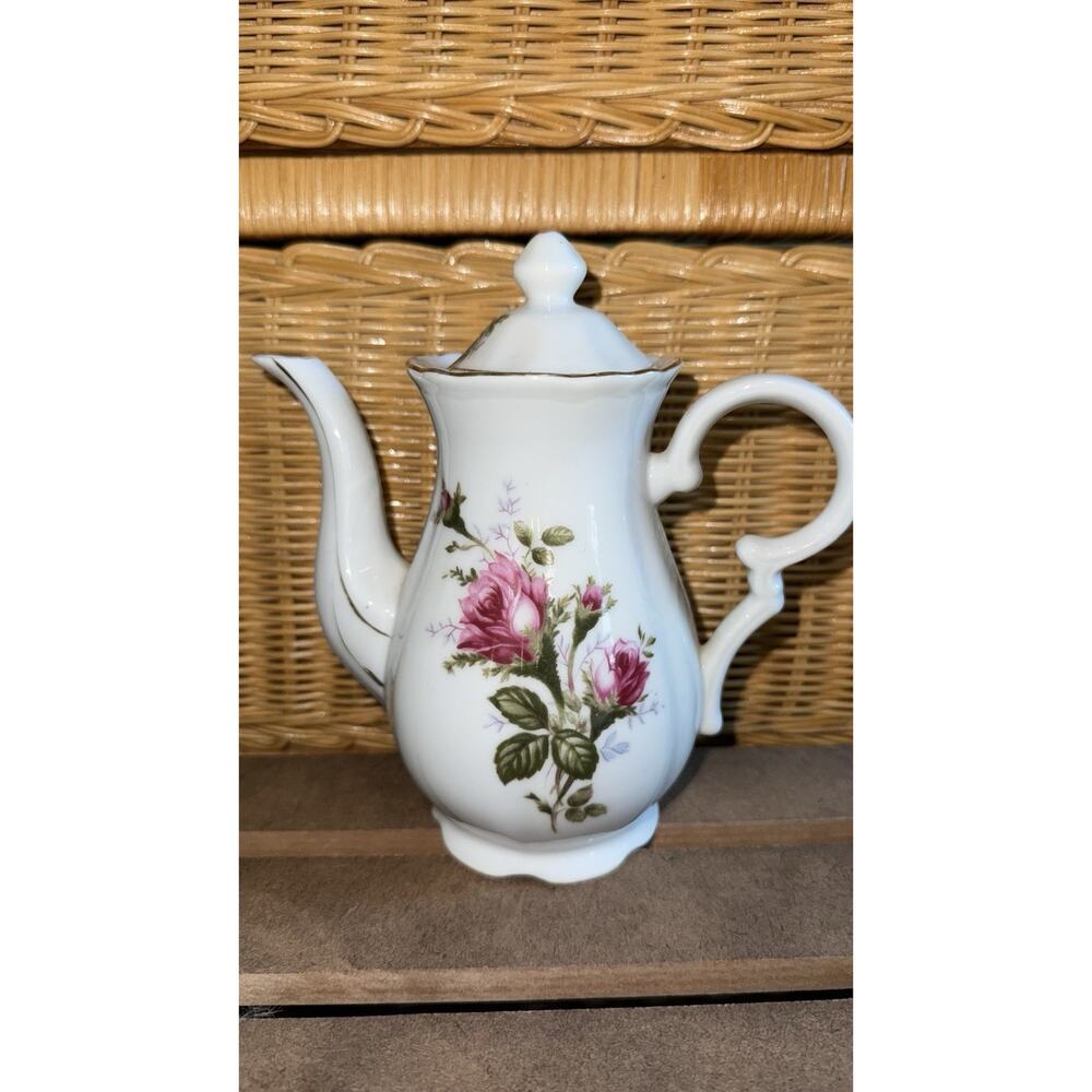Vintage "Moss Rose" Small Demitasse Teapot by Royal Sealy Made in Japan